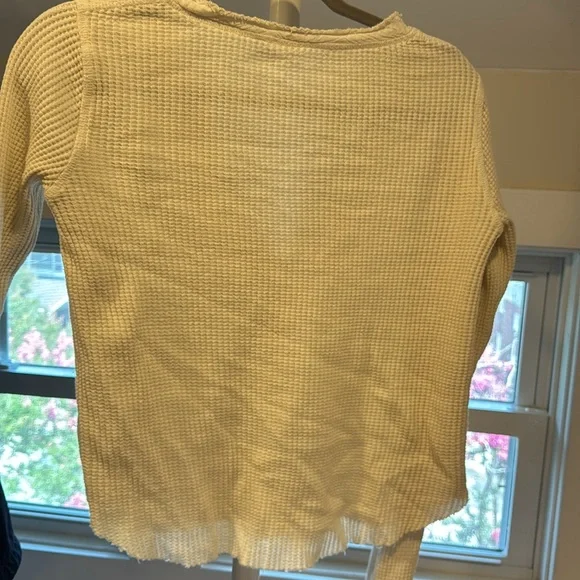 Free People Colt Long-Sleeve Waffle Knit Henley in Ecru, Size Small - Picture 6 of 6